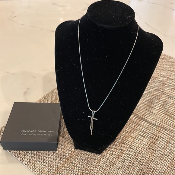 Silpada Retired Sterling Silver Cross Pendant on Sterling Silver Necklace. - Picture 3 of 3